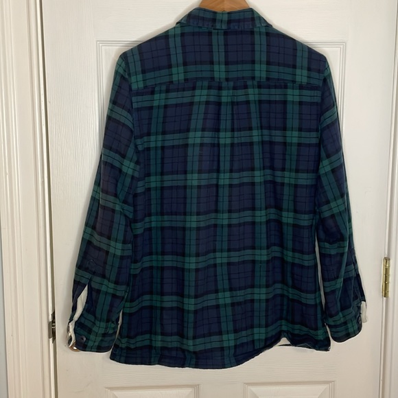 LL Bean Fleece Lined Scotch Plaid Flannel Shirt Shacket Medium - Picture 2 of 10
